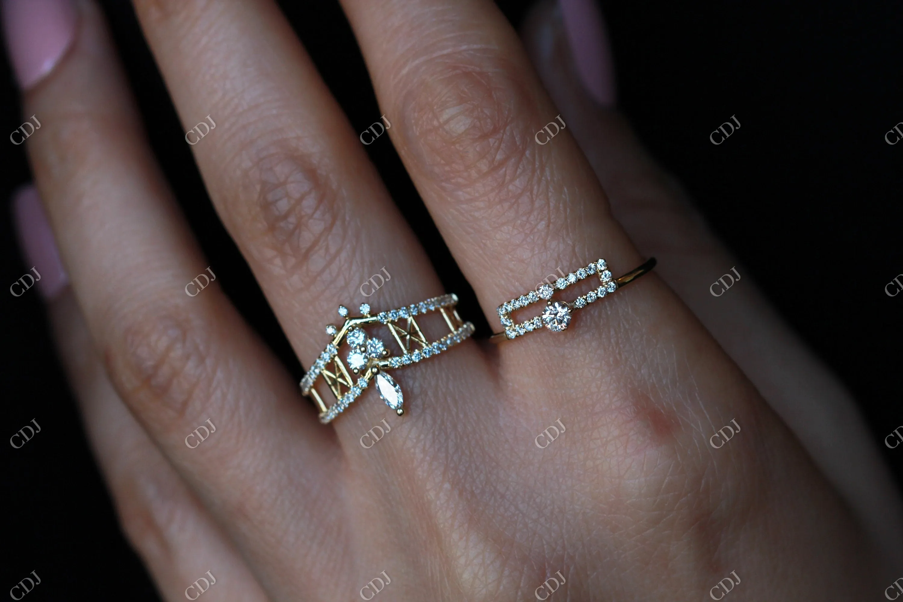 0.12CTW Alternative Moissanite Art Deco Engagement Ring