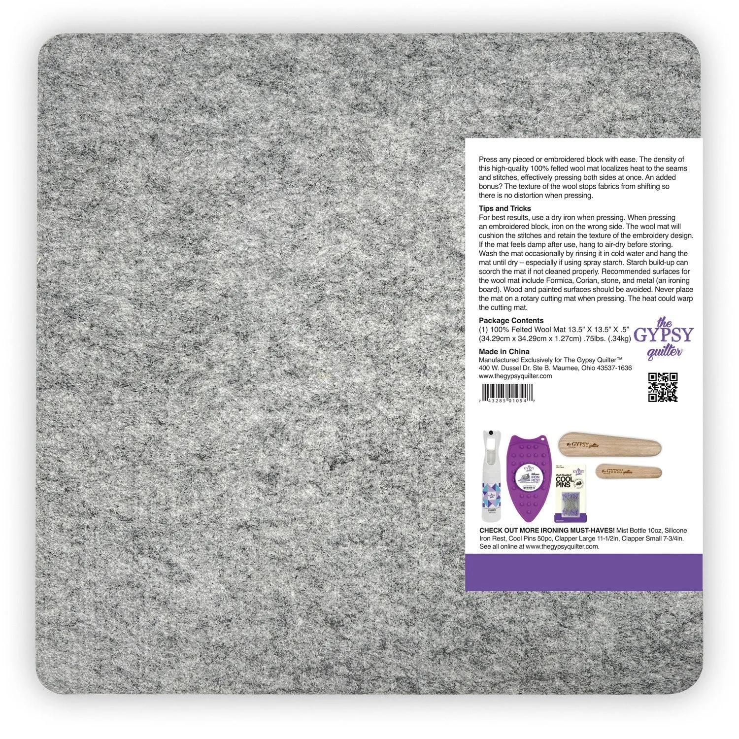 13 1/2" X 13 1/2"  Wool Pressing Mat  - The Gypsy Quilter