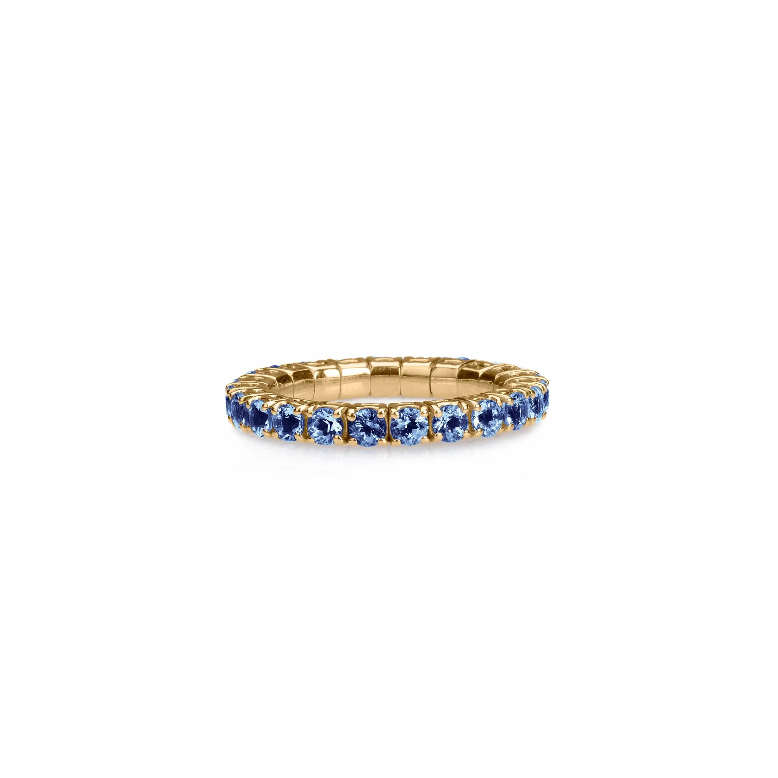 18K Gold Stretch Sky Blue Sapphire Eternity Rings, .6-3.0 Carats