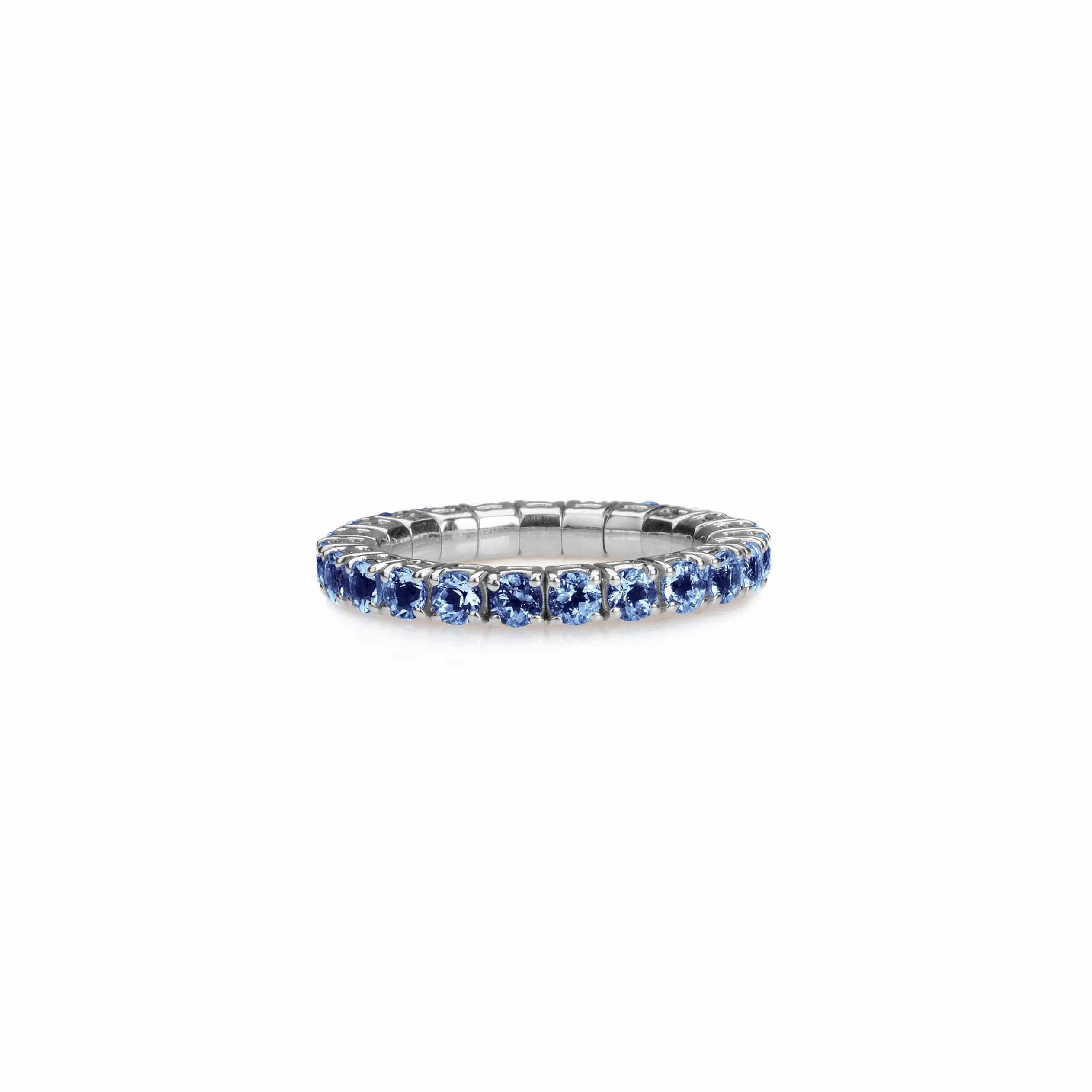 18K Gold Stretch Sky Blue Sapphire Eternity Rings, .6-3.0 Carats