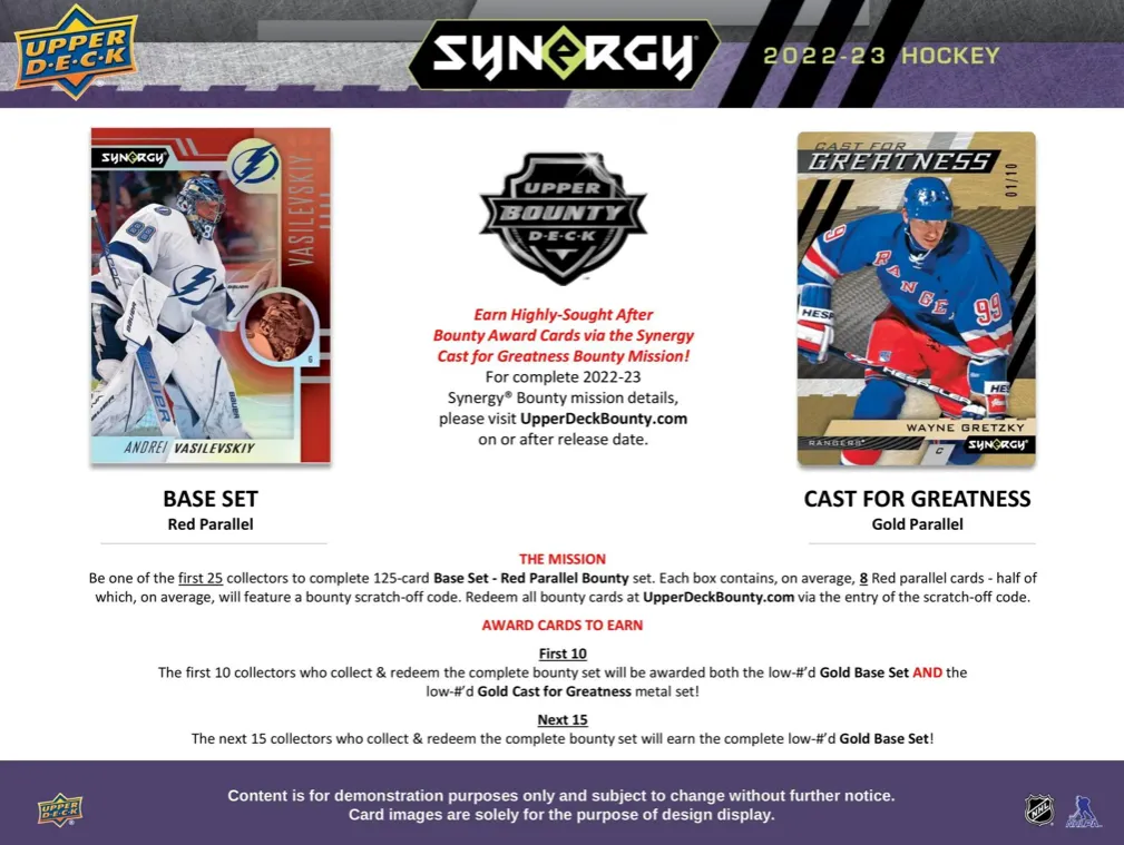 2022/23 Upper Deck Synergy Hockey Hobby Box 8 Packs per Box, 3 Cards per Pack