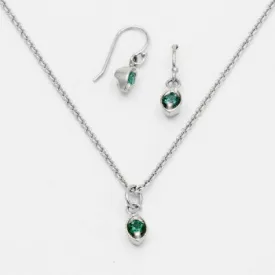 3.5mm Round Green Tourmaline 14k white gold Suite