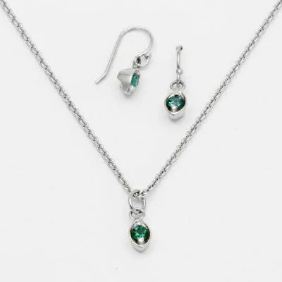 3.5mm Round Green Tourmaline 14k white gold Suite