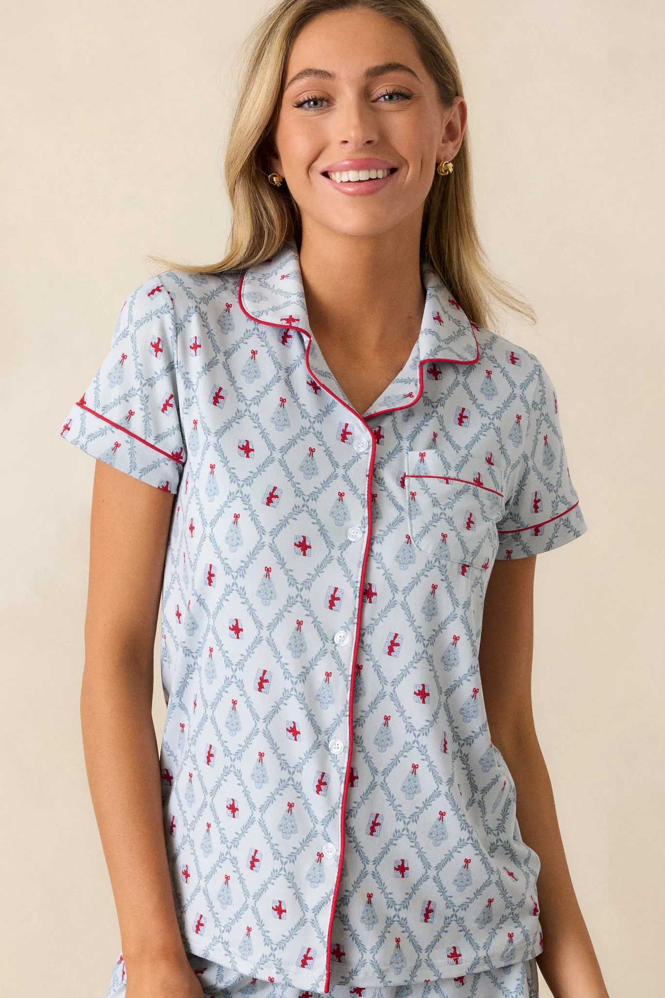 A Season to Celebrate Light Blue Pajama Shirt