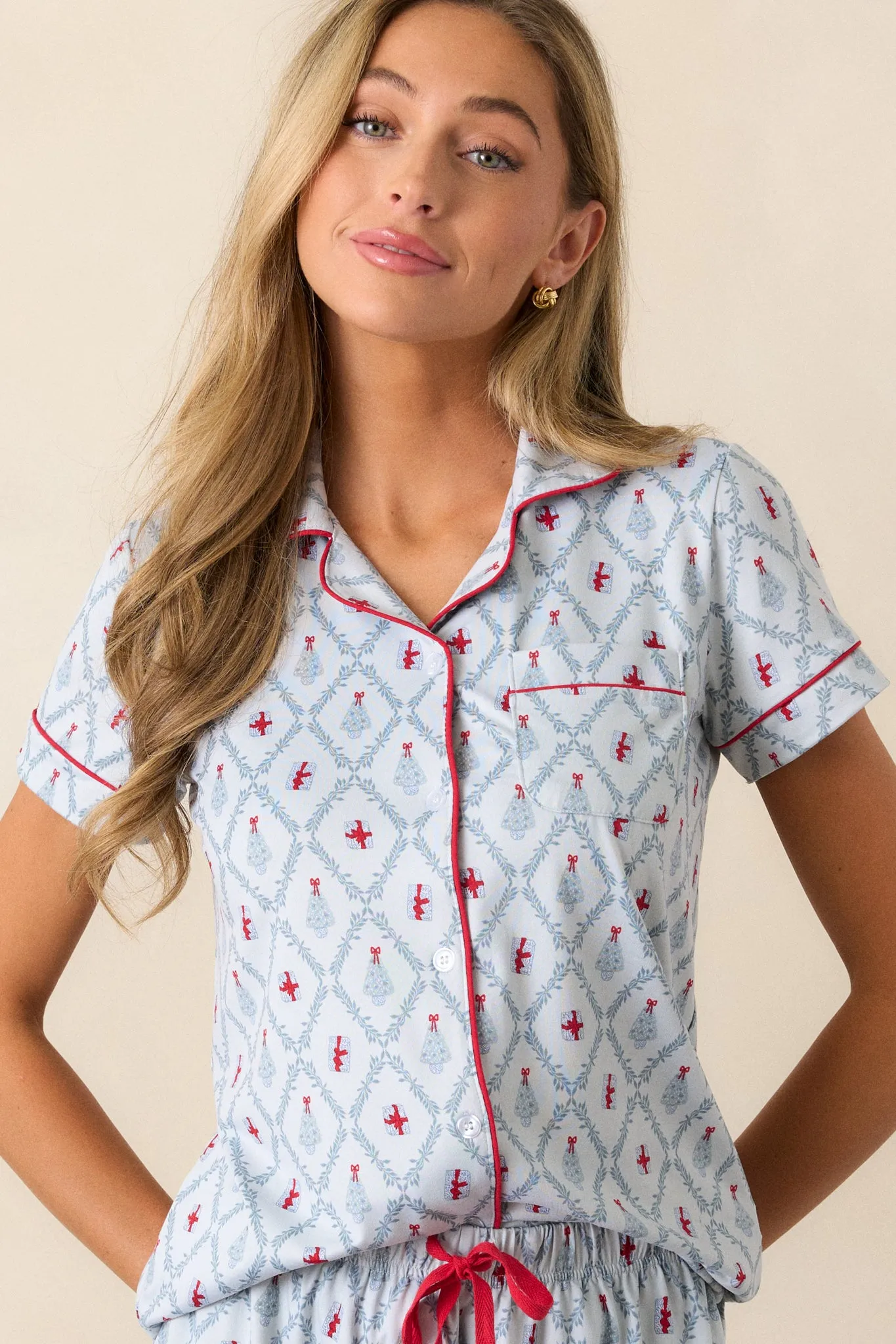A Season to Celebrate Light Blue Pajama Shirt
