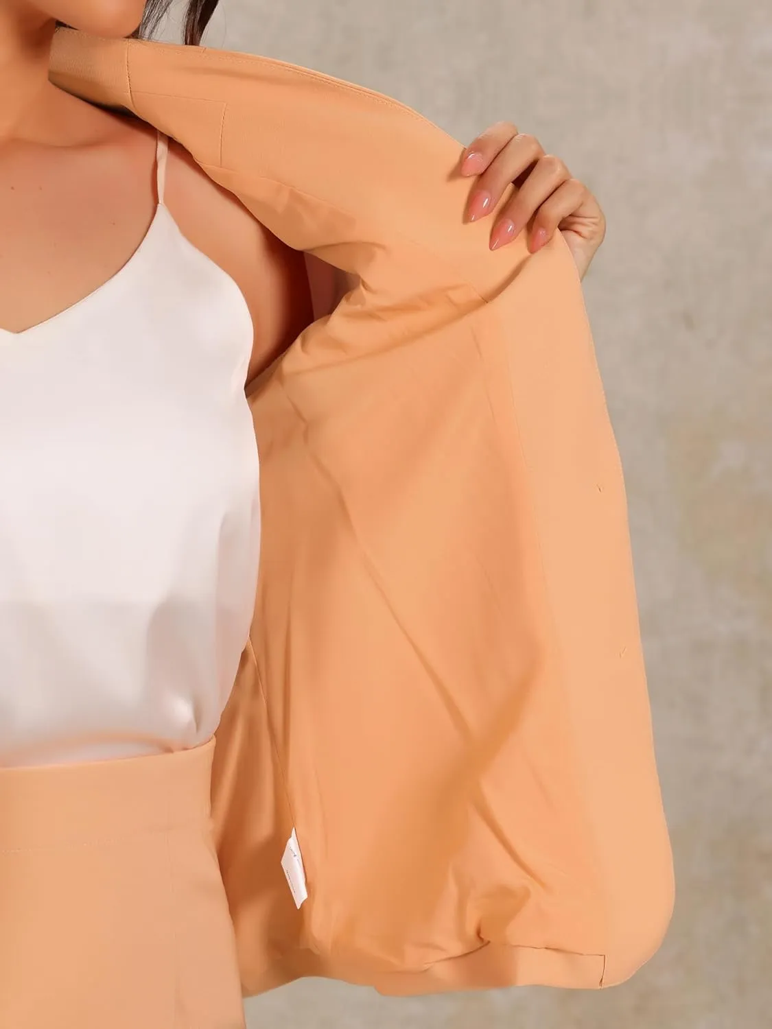 Allegra K 2 Piece Suit Skirt Set for Women's Business Formal Collarless Blazer and Pencil Skirts