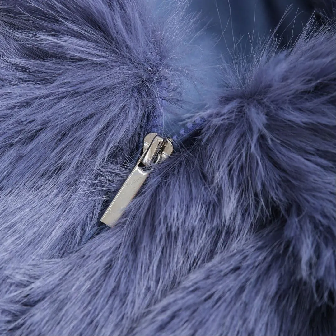 Amazhiyu Womens Faux Fur Zip-Up Cropped Jacket Long Sleeve Warm Winter Coat