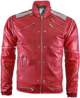Bea-It Jacket, Red Song Bea-It Red Faux Leather Jacket, Zipper Jacket