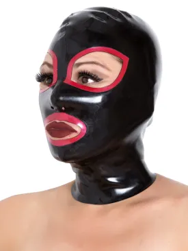 Black Latex Hood with Red Trim