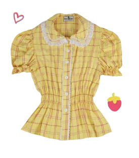 Blouse Happy Tartans Short Sleeve - Yellow