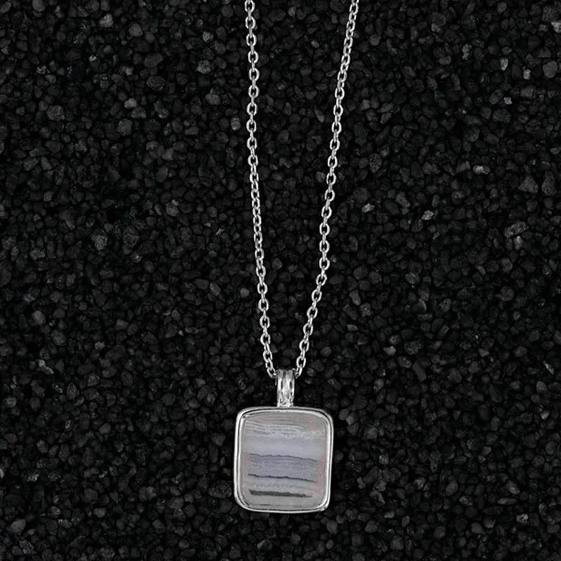 BLUE LACE AGATE PENDANT NECKLACE