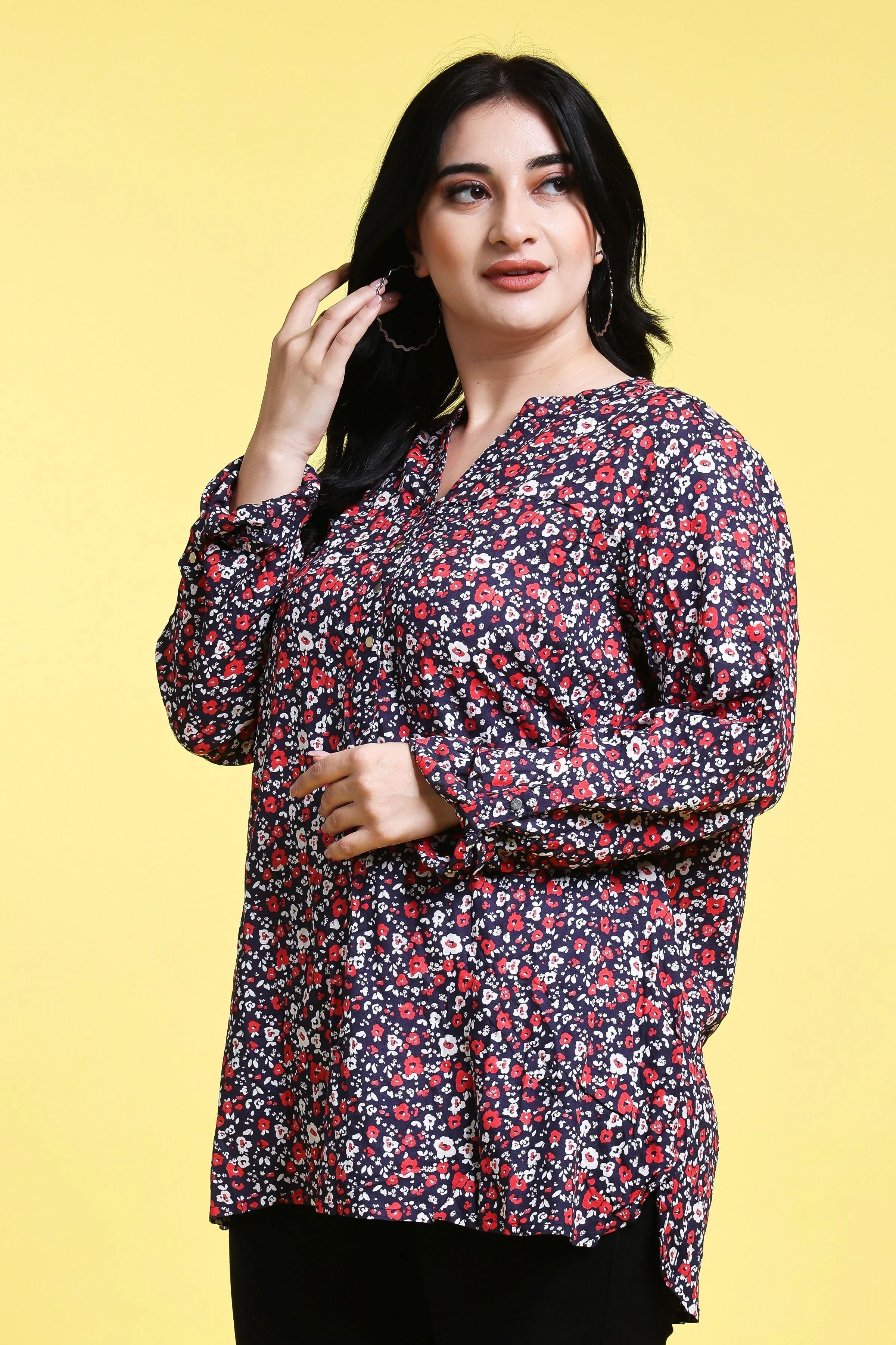 Blue Small Floral Printed Tunic