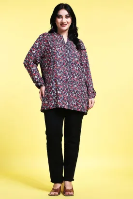 Blue Small Floral Printed Tunic