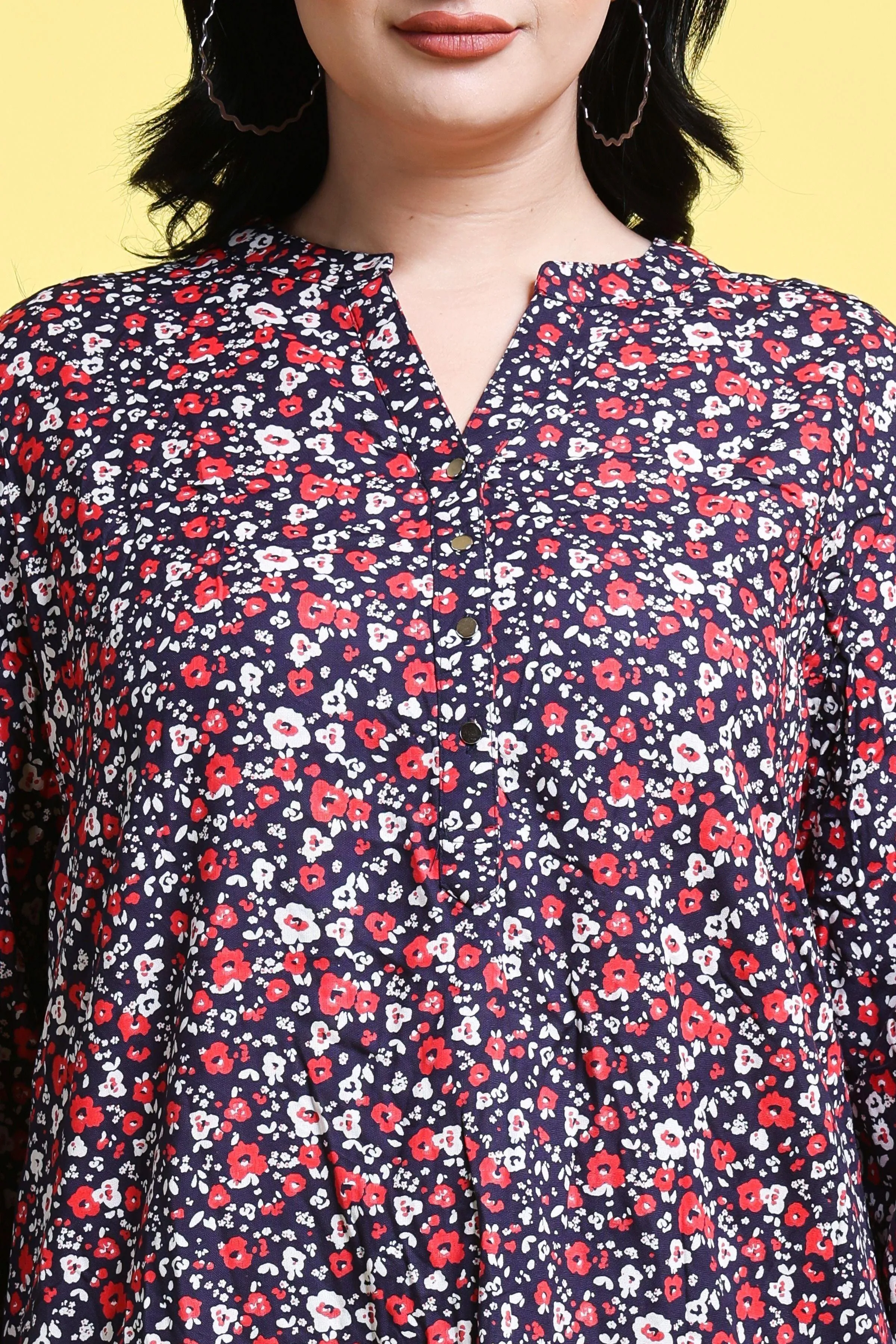 Blue Small Floral Printed Tunic