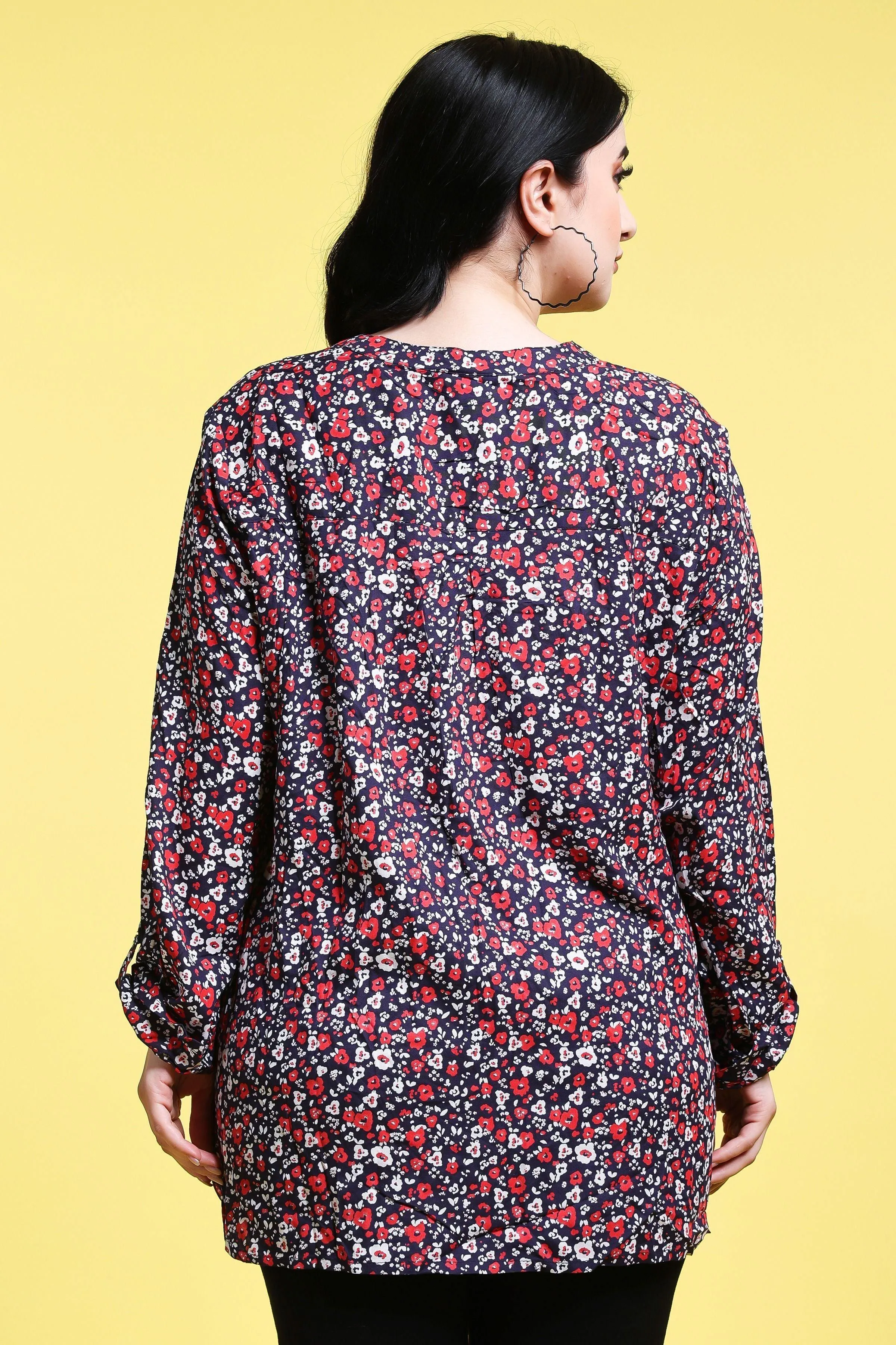 Blue Small Floral Printed Tunic