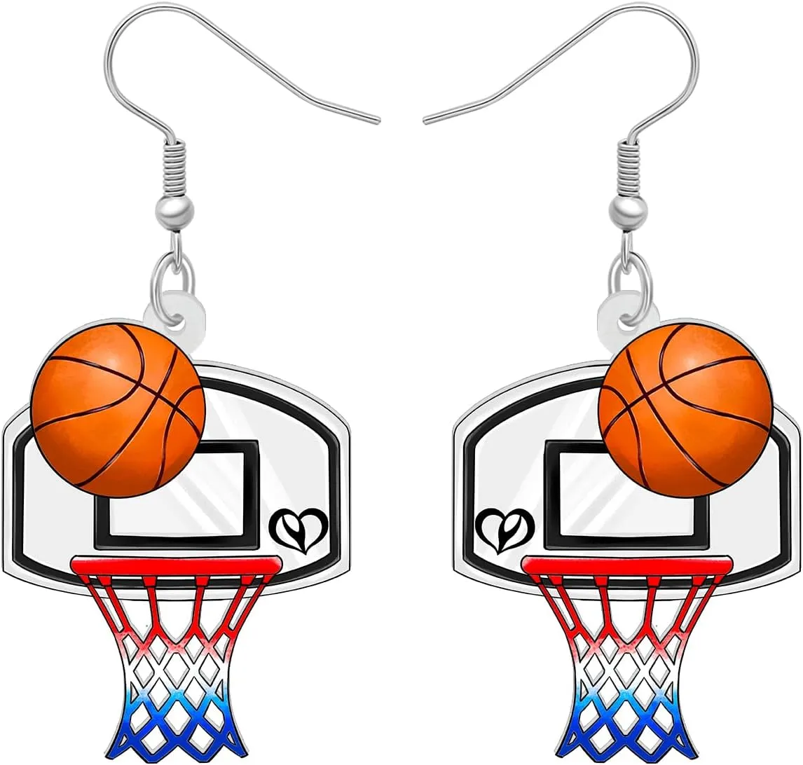 BONSNY Novelty Floral Acrylic Dangle Physical Culture Sports Earrings for Women Jewelry Gifts Funny Sensitive Ears Hypoallergenic Charms