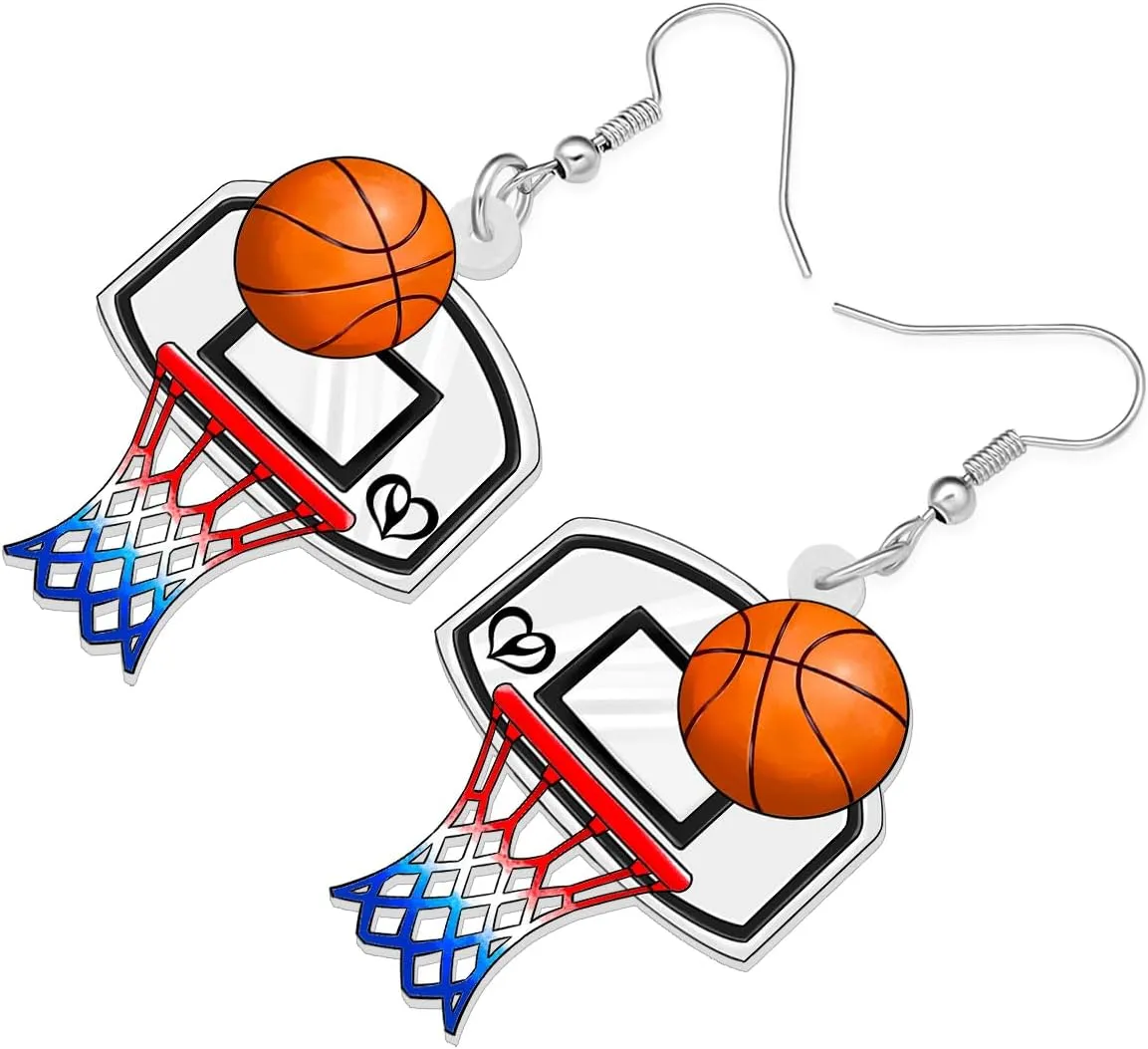 BONSNY Novelty Floral Acrylic Dangle Physical Culture Sports Earrings for Women Jewelry Gifts Funny Sensitive Ears Hypoallergenic Charms