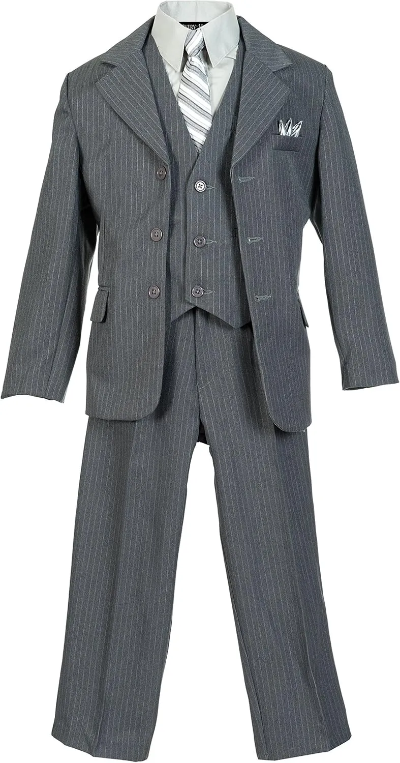 Boys Pinstripe Suit Set with Matching Tie Size 2T-20