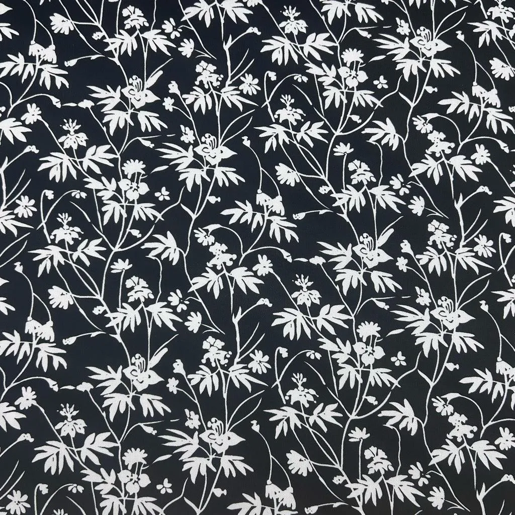 Busy Flower Vines Viscose Challis Fabric