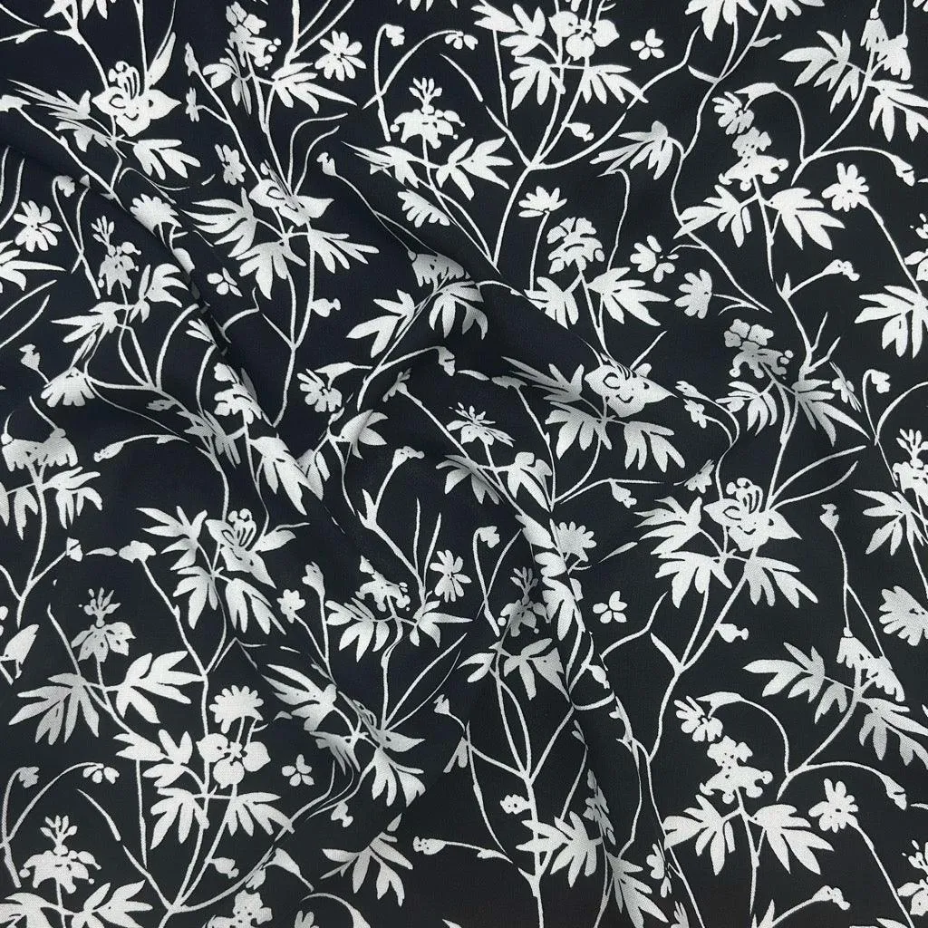 Busy Flower Vines Viscose Challis Fabric