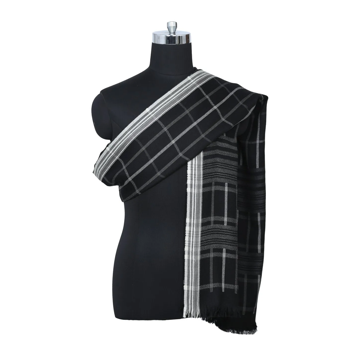Candid Checks Black   Lohi Shawl