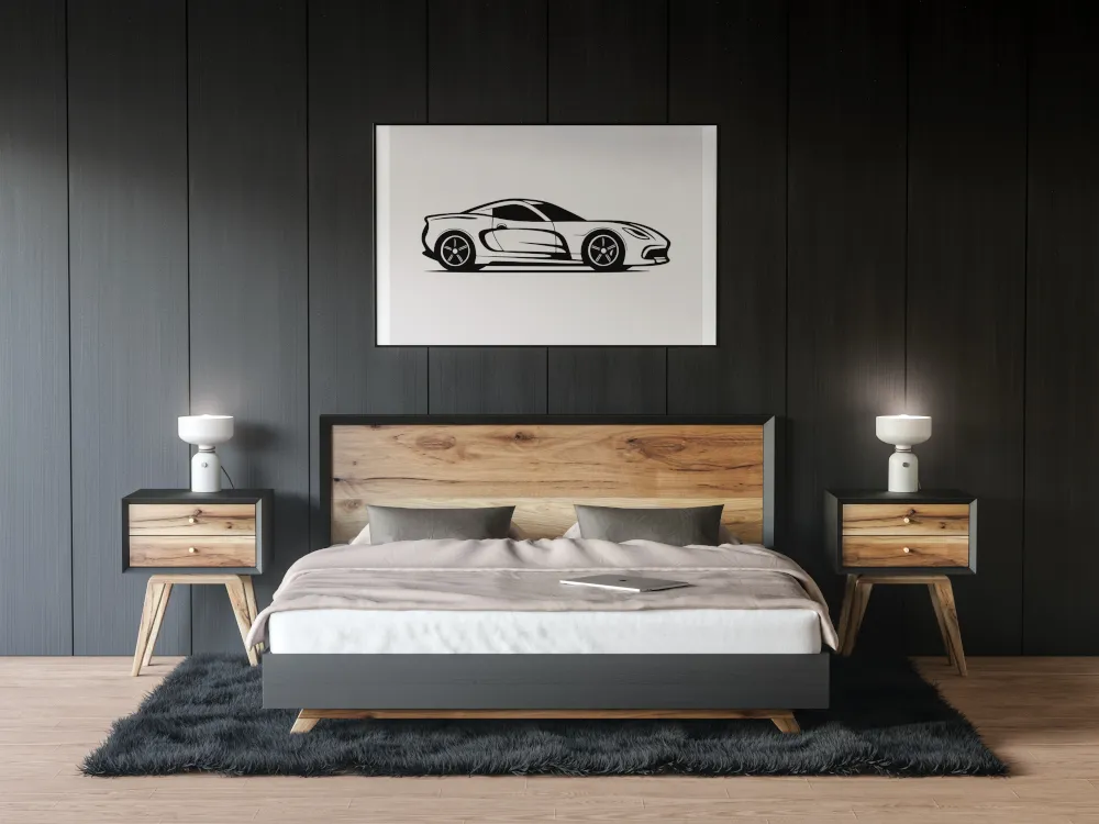 Car Silhouette Wall Art PRINTABLE ART, Horizontal Wall Art, Black And Gray Wall Art, Car Wall Art, Car Guy Gift, Sports Car, Sports Poster