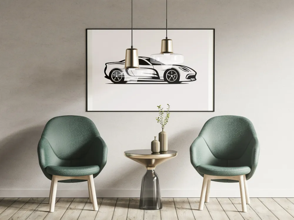 Car Silhouette Wall Art PRINTABLE ART, Horizontal Wall Art, Black And Gray Wall Art, Car Wall Art, Car Guy Gift, Sports Car, Sports Poster