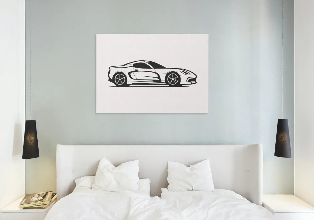 Car Silhouette Wall Art PRINTABLE ART, Horizontal Wall Art, Black And Gray Wall Art, Car Wall Art, Car Guy Gift, Sports Car, Sports Poster