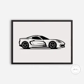 Car Silhouette Wall Art PRINTABLE ART, Horizontal Wall Art, Black And Gray Wall Art, Car Wall Art, Car Guy Gift, Sports Car, Sports Poster