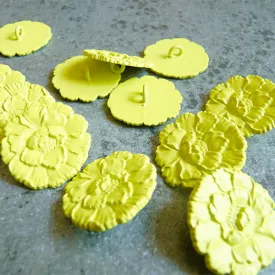 Carnation Metal Shank Button - Chartreuse