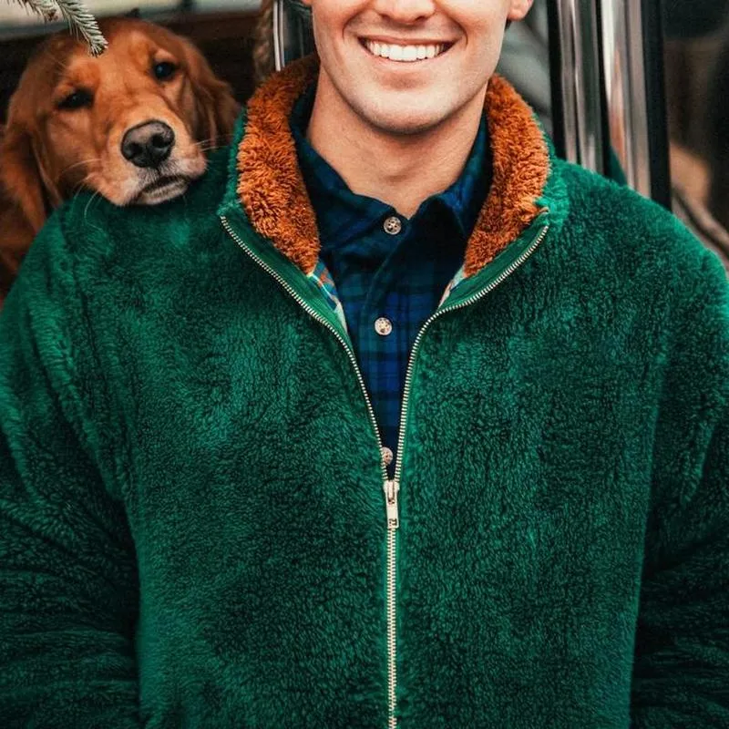 Casual Retro Dark Green Sports Sweater