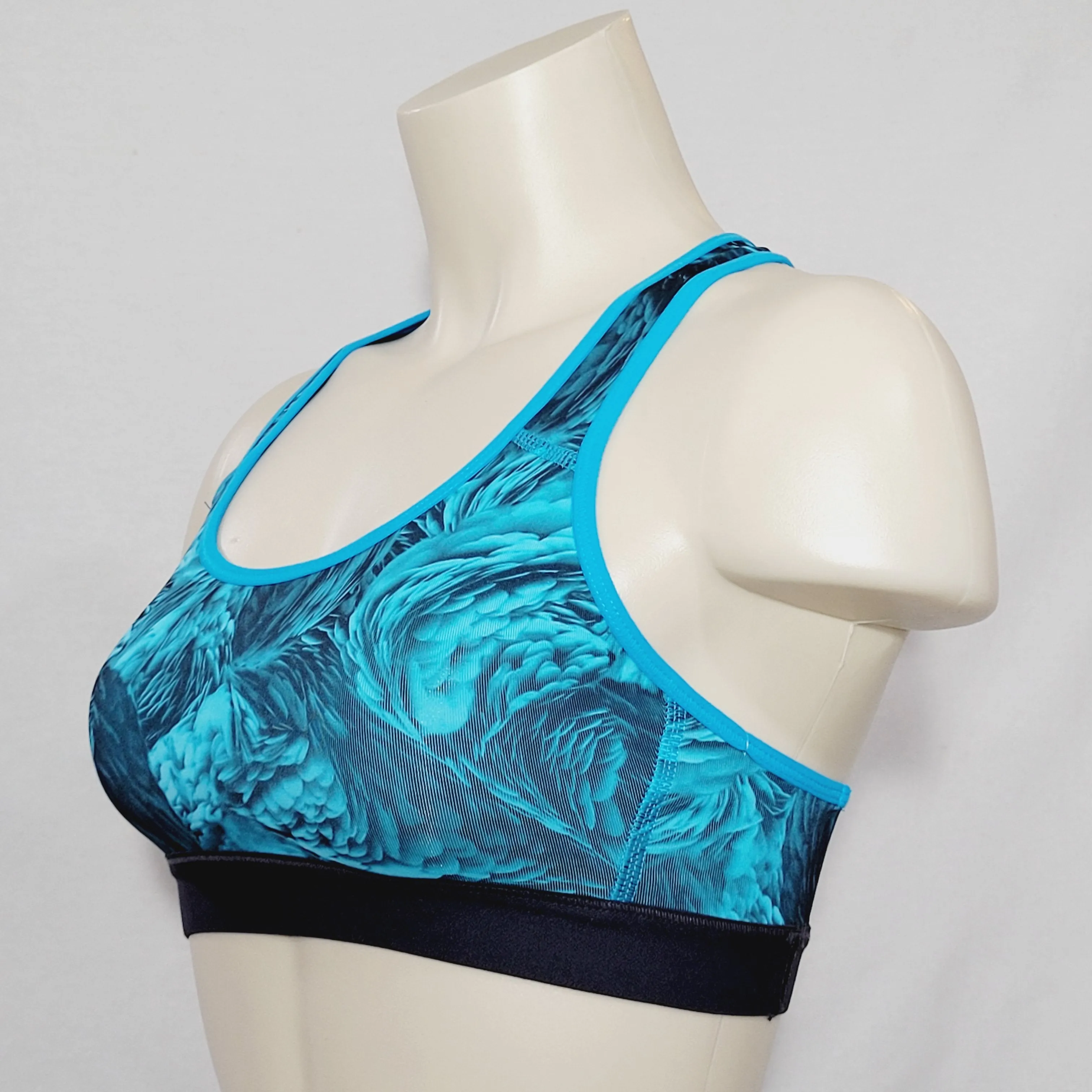 Champion C9 N9649 Power Core Wire Free Sports Bra XS X-SMALL Blue Feathers Swirl NWT