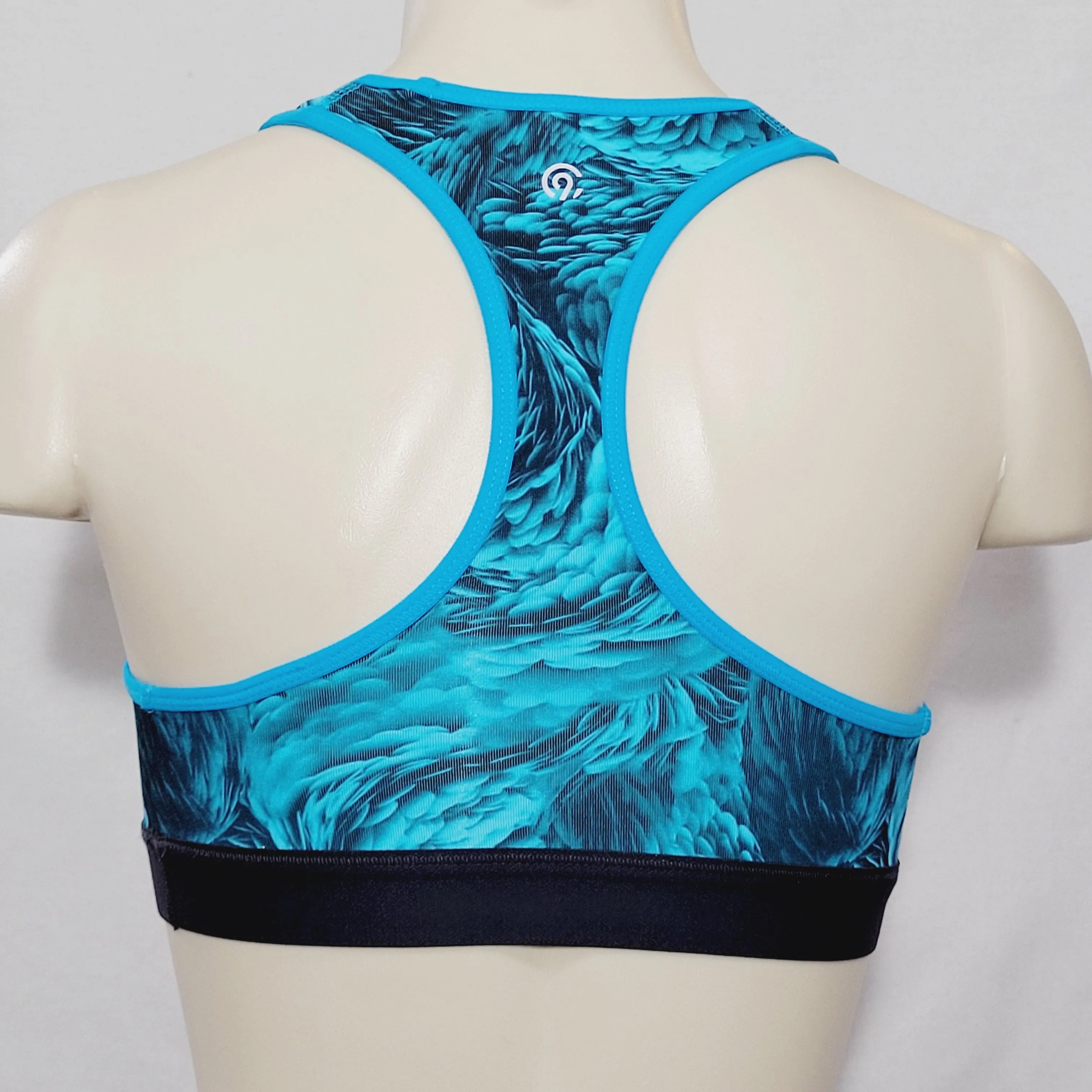 Champion C9 N9649 Power Core Wire Free Sports Bra XS X-SMALL Blue Feathers Swirl NWT