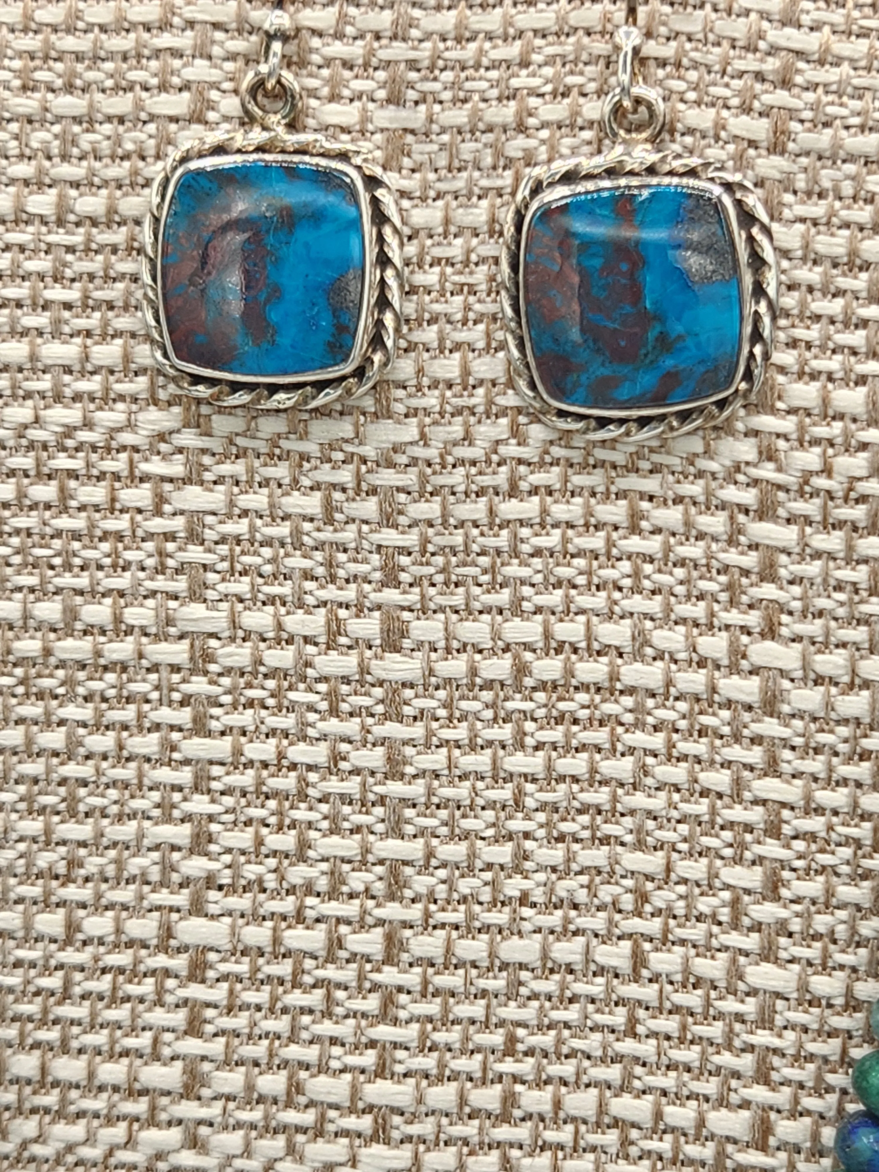 CHRYSOCOLLA NECKLACE & EARRINGS - RECTANGLE