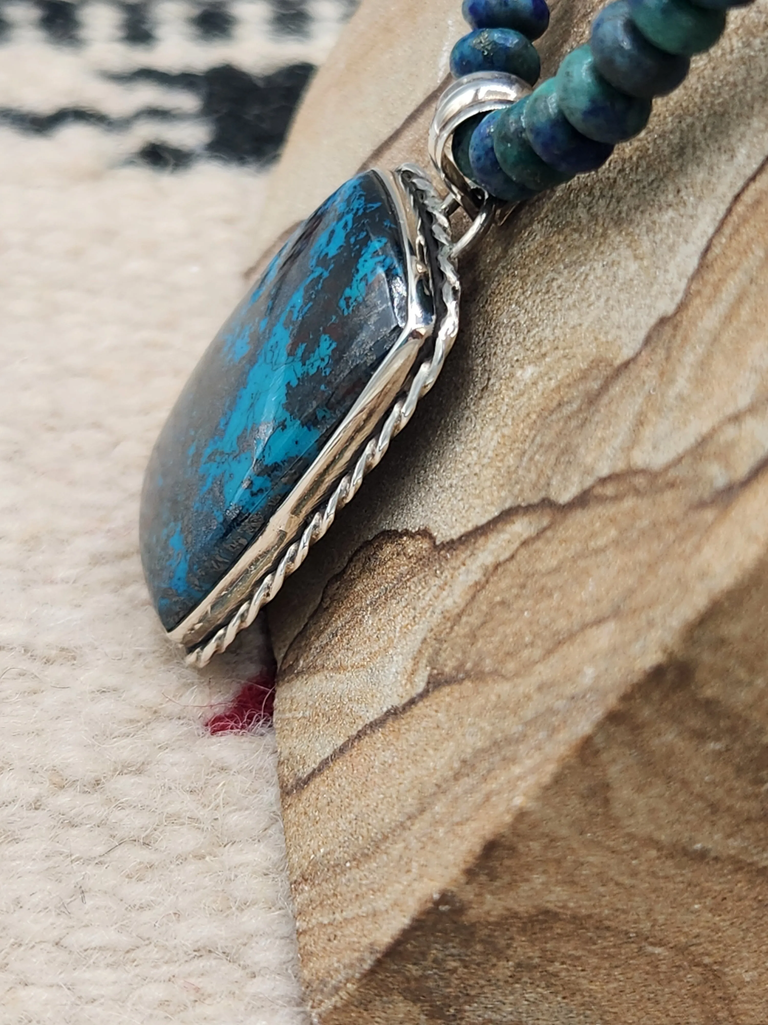 CHRYSOCOLLA NECKLACE & EARRINGS - RECTANGLE