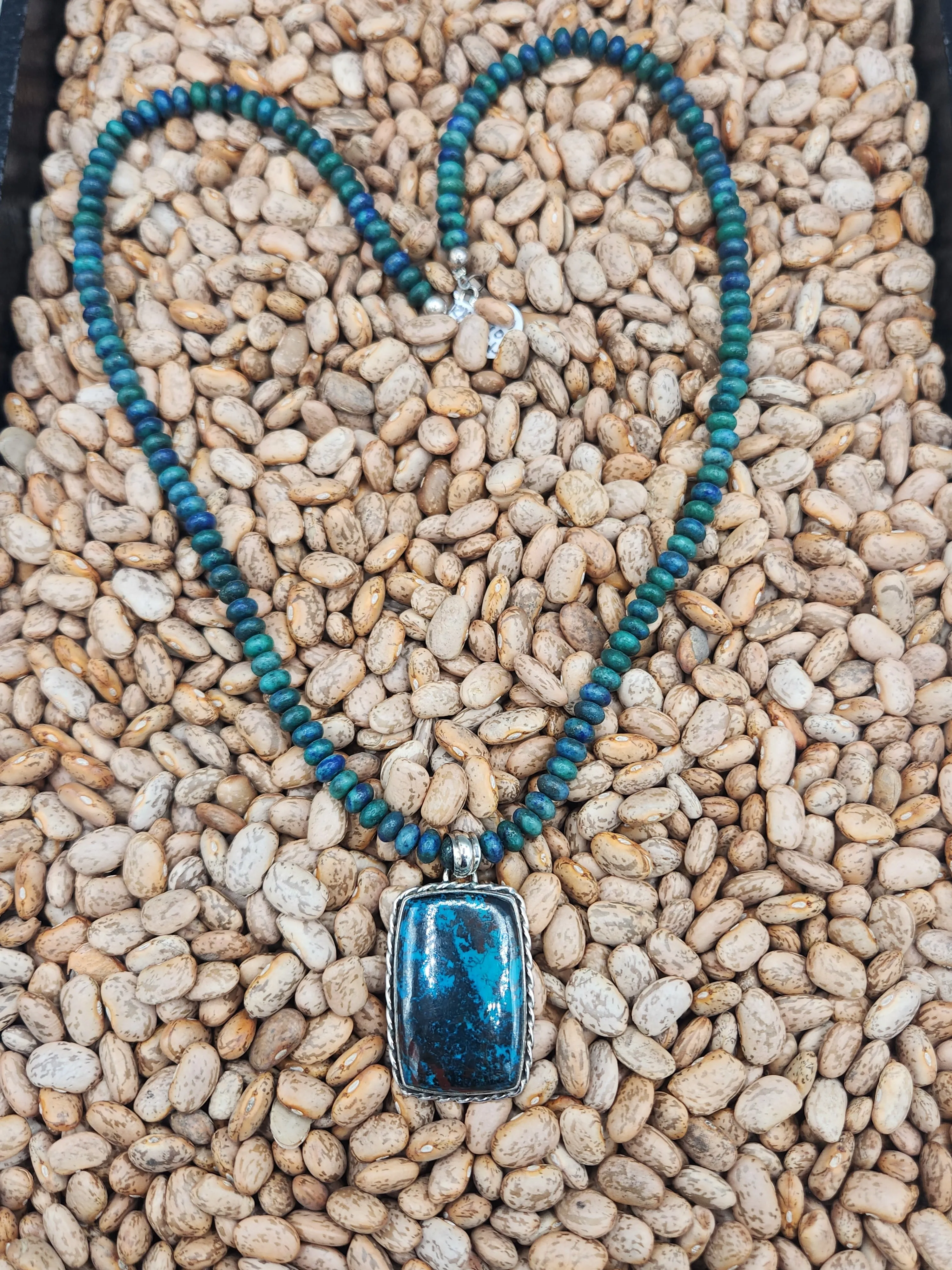 CHRYSOCOLLA NECKLACE & EARRINGS - RECTANGLE