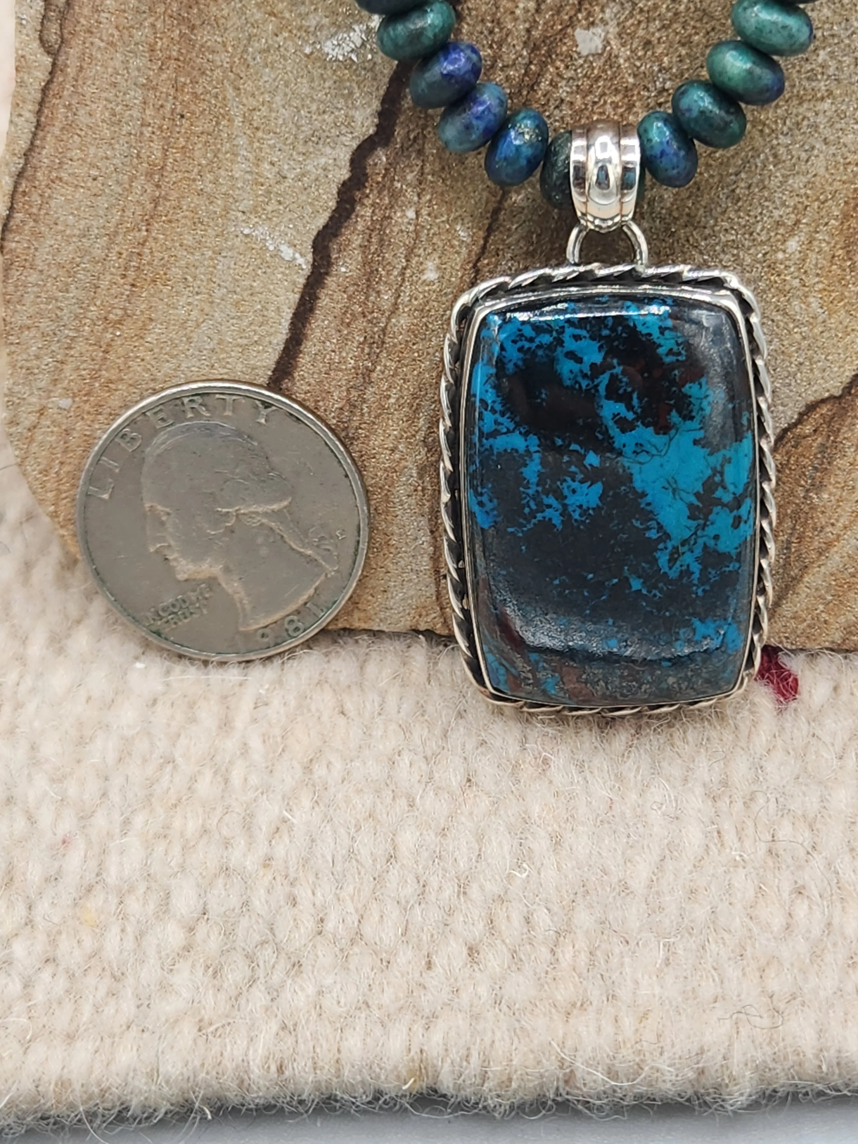 CHRYSOCOLLA NECKLACE & EARRINGS - RECTANGLE