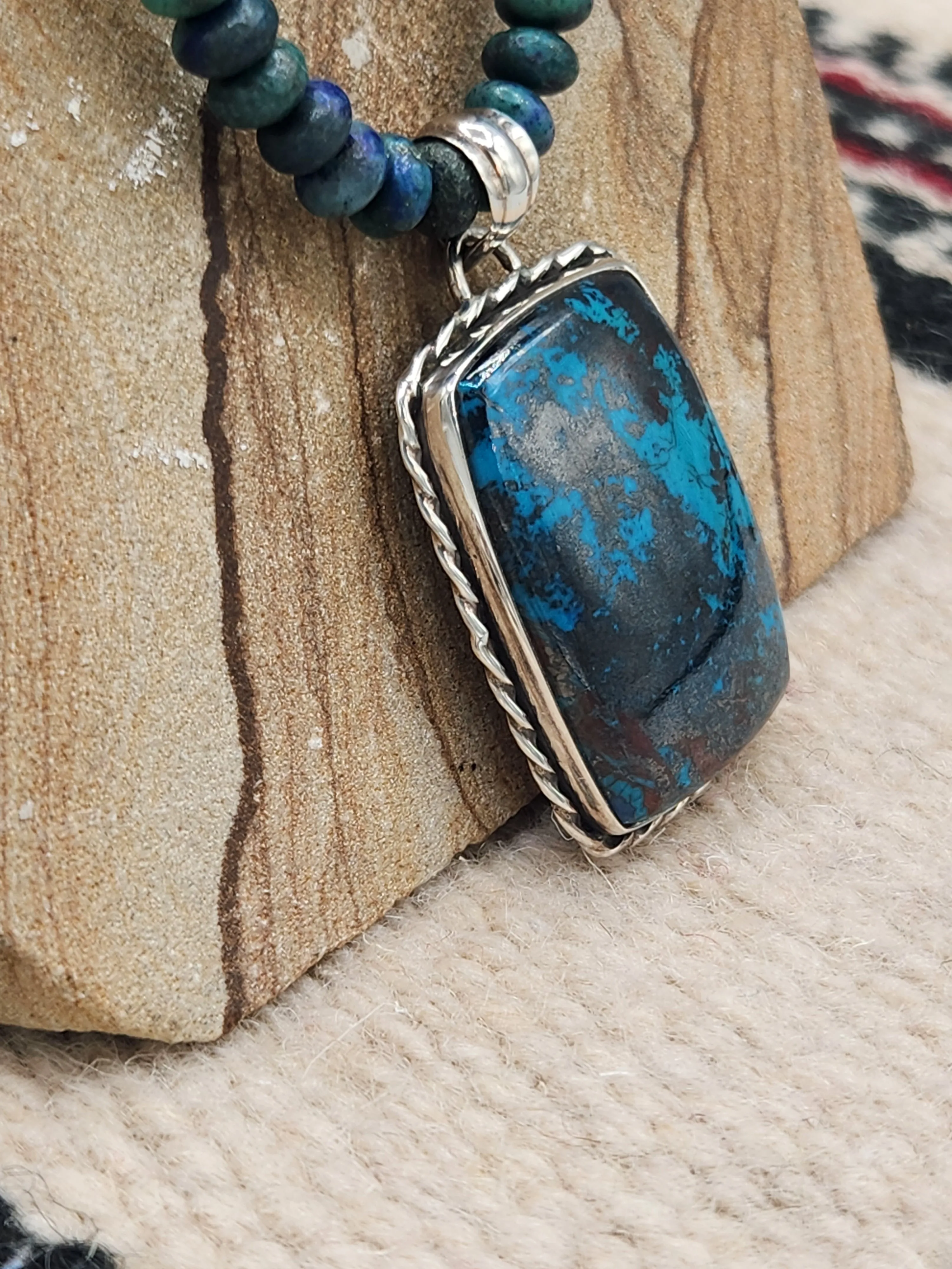 CHRYSOCOLLA NECKLACE & EARRINGS - RECTANGLE