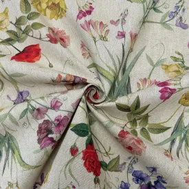Classic Floral Digital Linen Look Polycotton Fabric