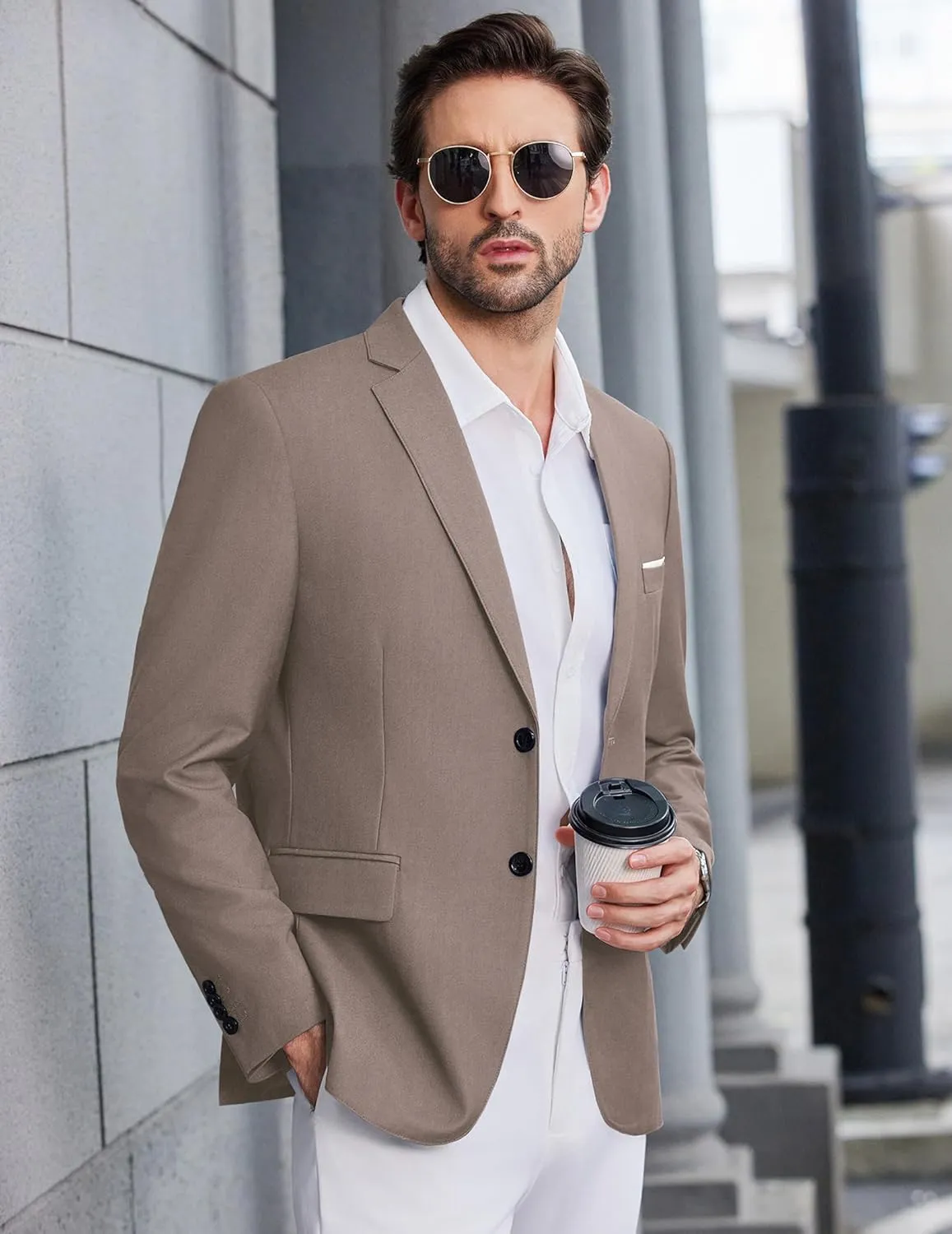 COOFANDY Mens Causal Blazer Two Button Suit Jackets Lightweight Slim Fit Sports Coats