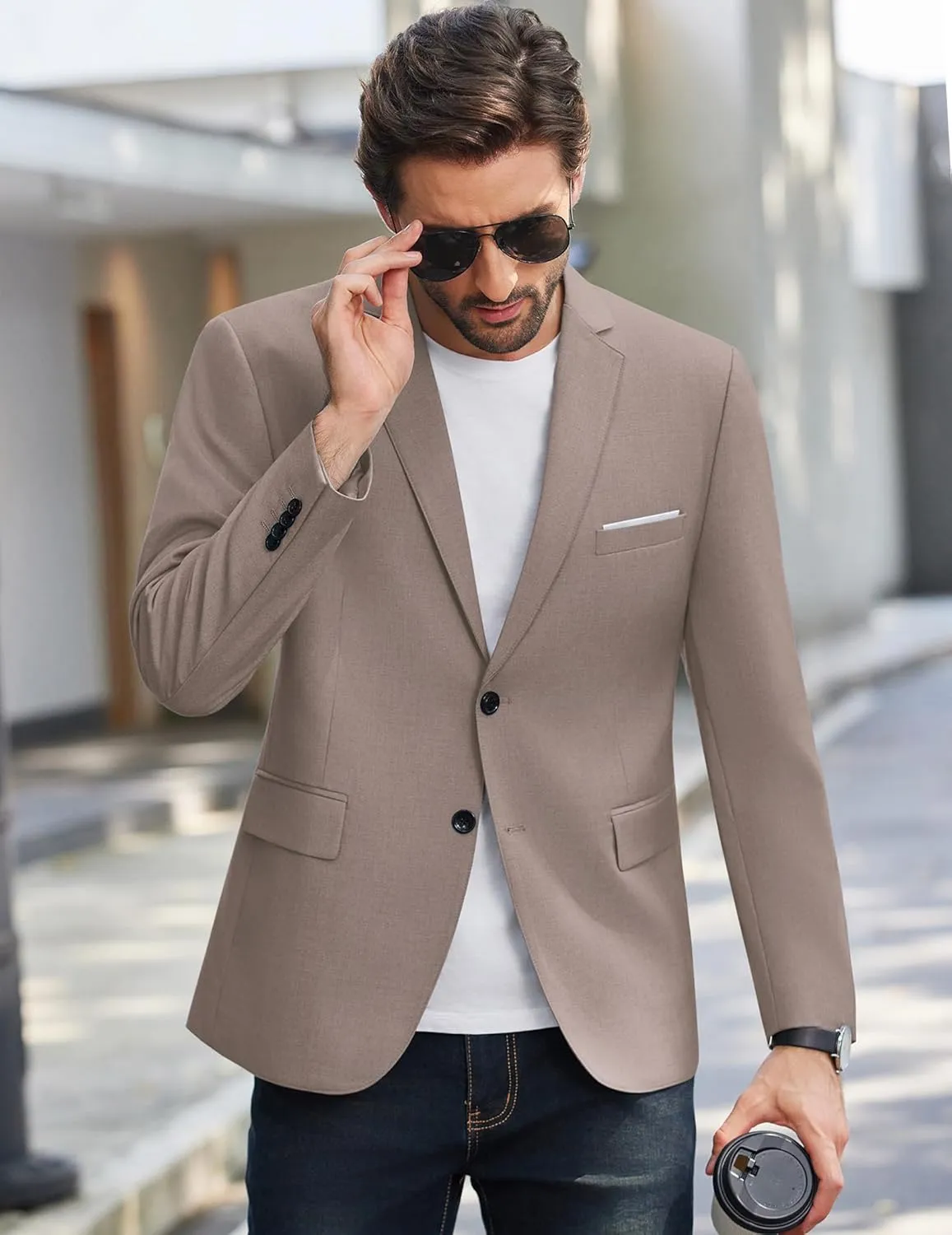 COOFANDY Mens Causal Blazer Two Button Suit Jackets Lightweight Slim Fit Sports Coats