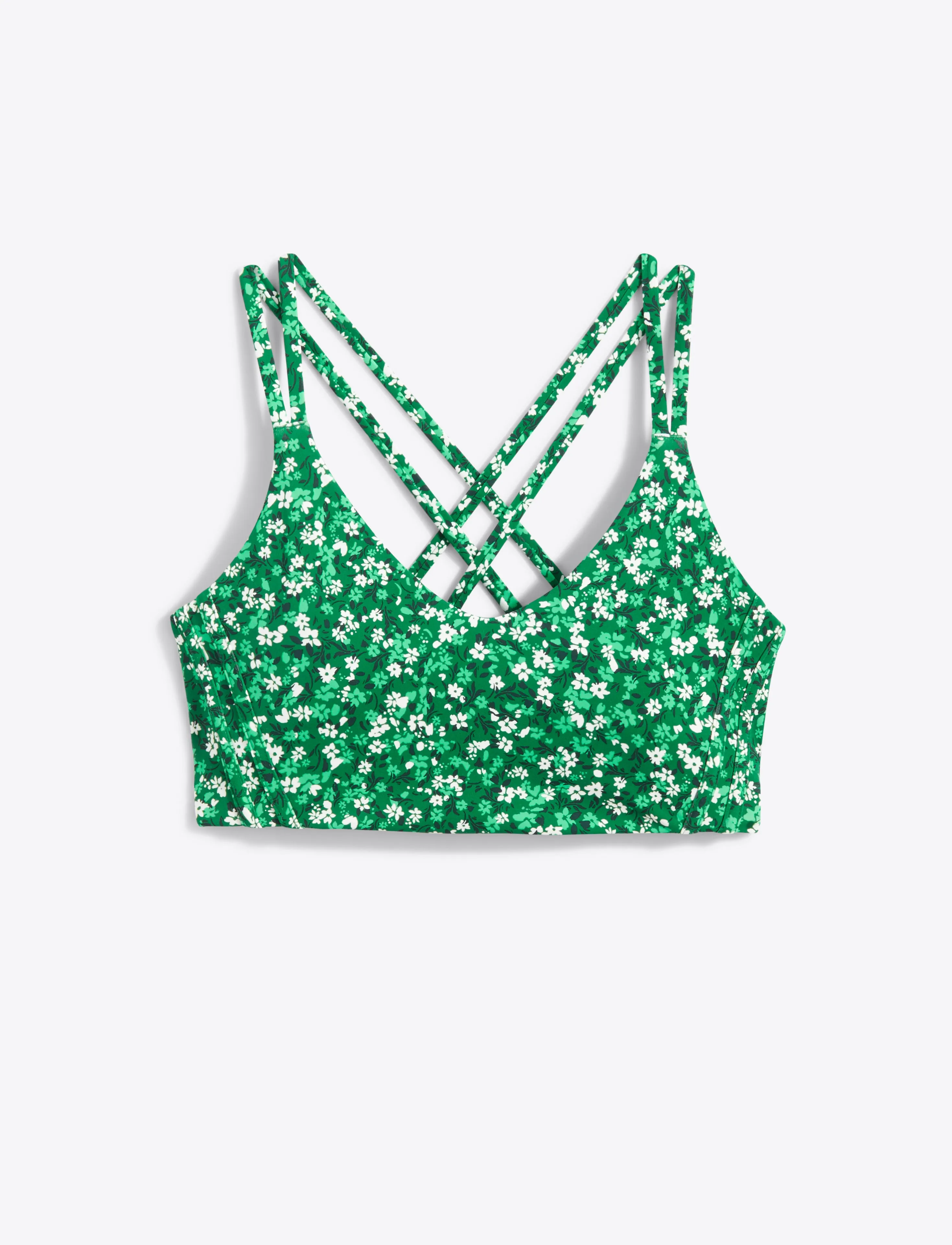 Crossback Sports Bra in Green Wildflower Ditsy