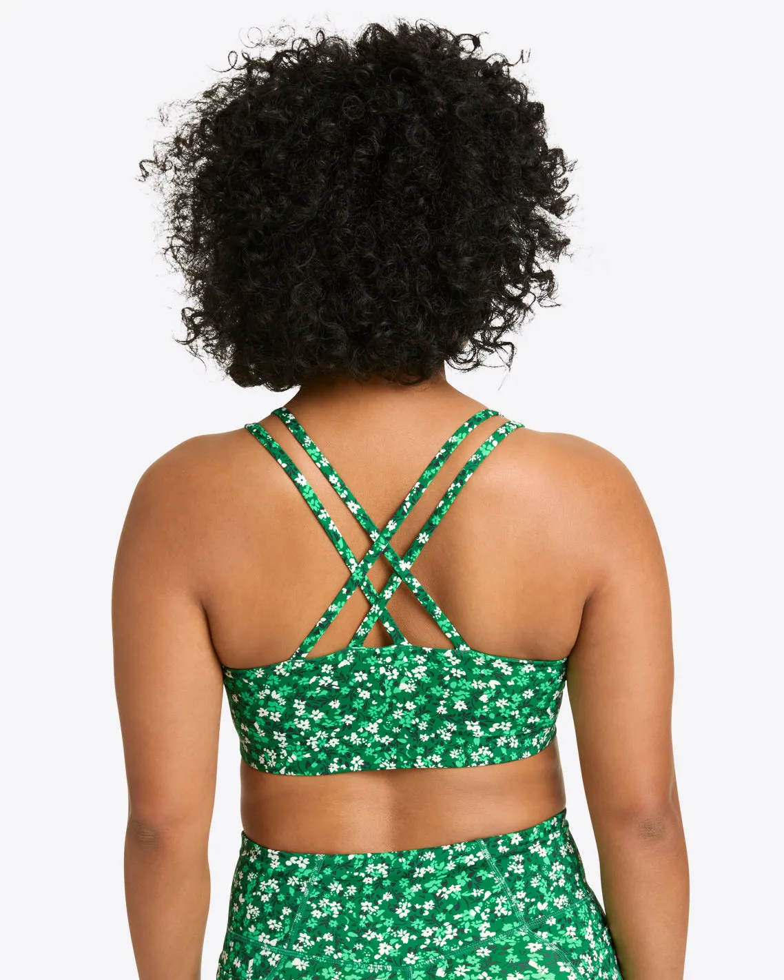 Crossback Sports Bra in Green Wildflower Ditsy