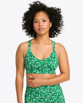 Crossback Sports Bra in Green Wildflower Ditsy