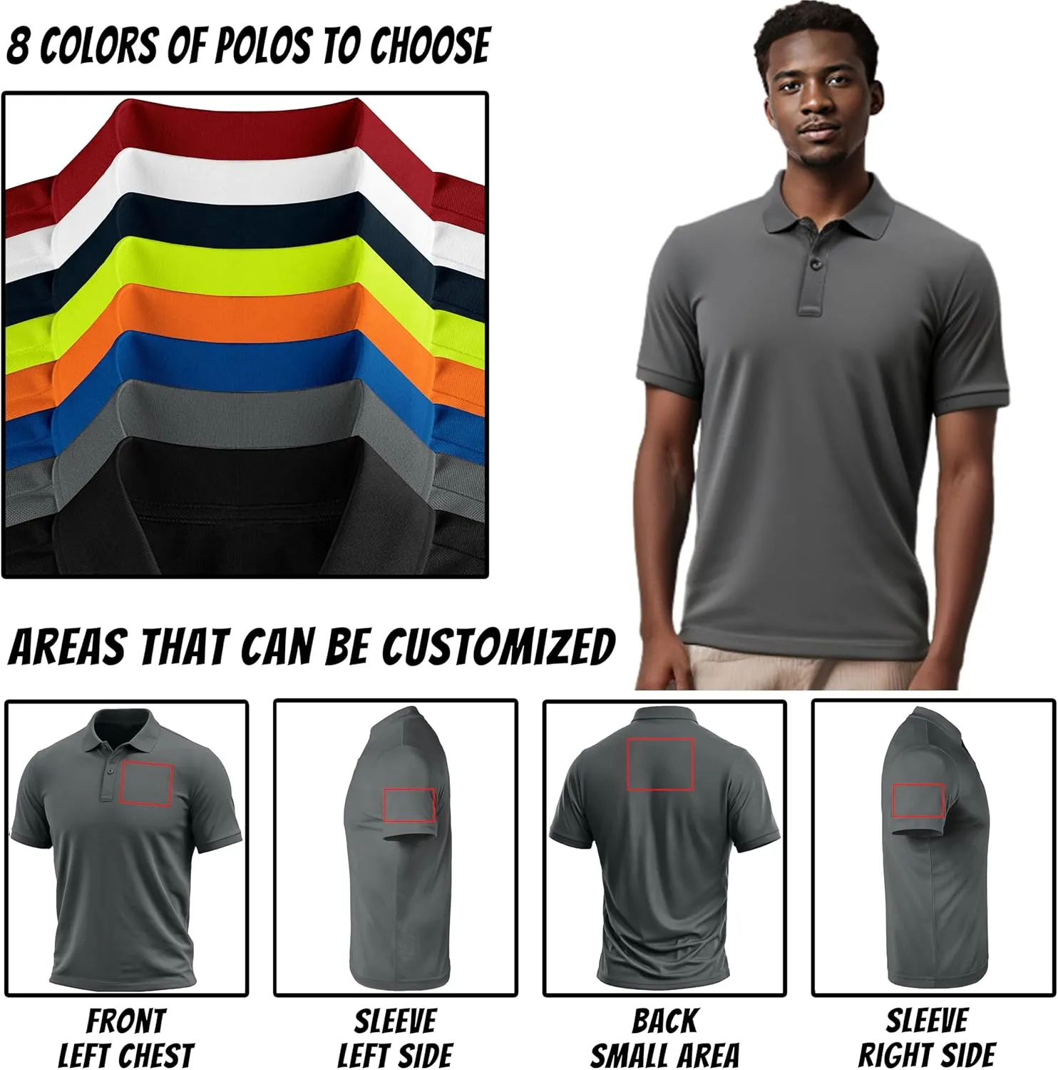 Custom Polo Shirts for Men Design Your Own Golf Jersey Personalized Print/Embroidered Text