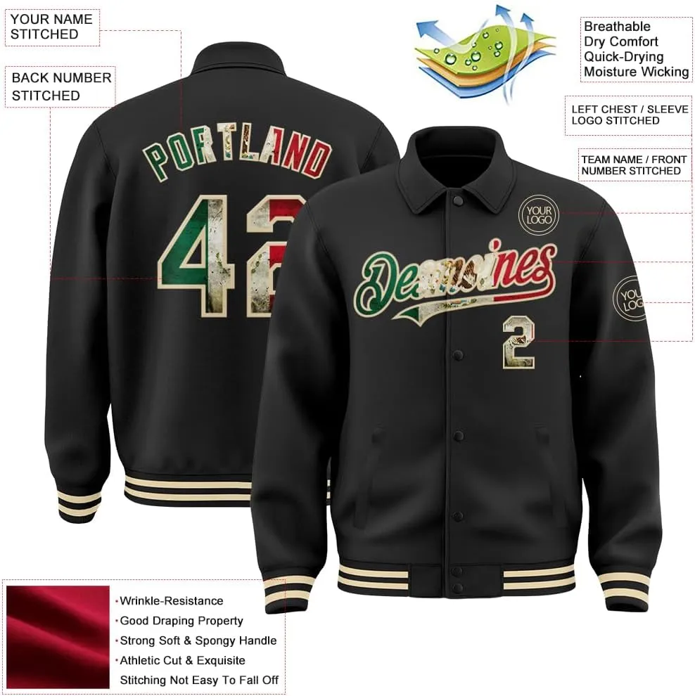 Custom Varsity Letterman Jacket Adult Youth Black Baseball Jacket Streetwear Bomber Coat Stitched Name Number Logo
