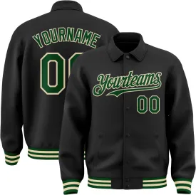 Custom Varsity Letterman Jacket Adult Youth Black Baseball Jacket Streetwear Bomber Coat Stitched Name Number Logo