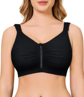 CYDREAM Zip Front Bra for Women Wireless Full Coverage Comfort Everyday Post Surgery Compression Bras Adjustable Straps