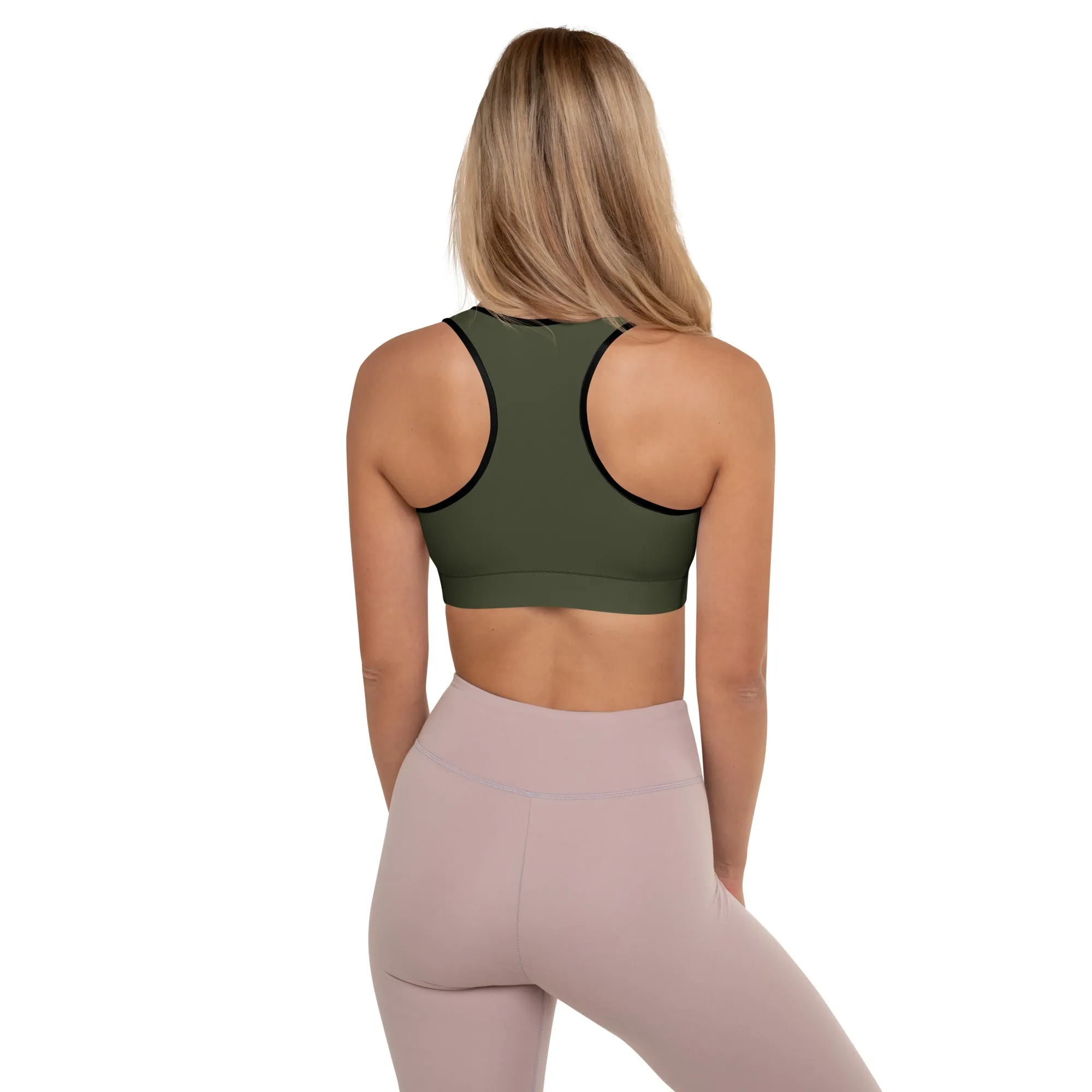ELEVATED ESSENTIALS, GS LOGO THE PERFECT PADDED SPORTS BRA OLIVE