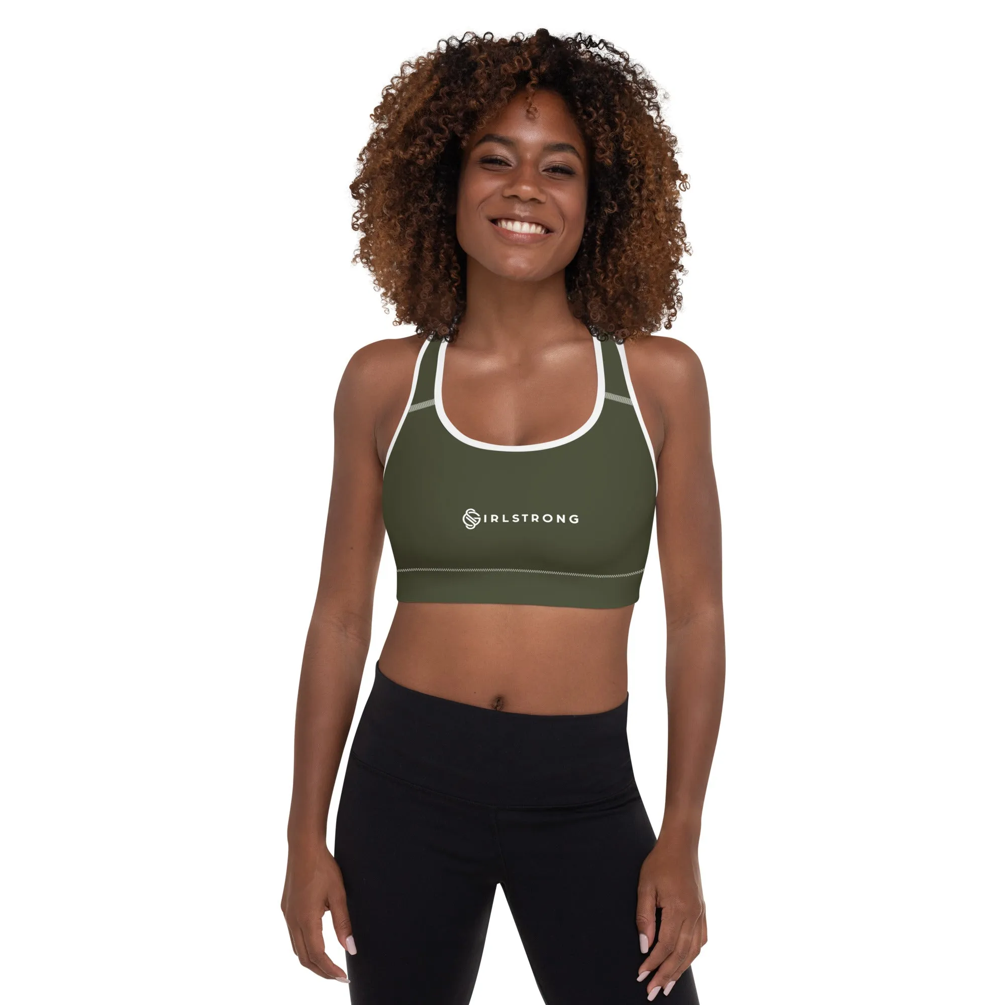 ELEVATED ESSENTIALS, GS LOGO THE PERFECT PADDED SPORTS BRA OLIVE